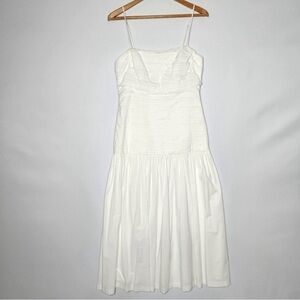 Antonio Melani Brigette White Pleated Drop Waist Dress